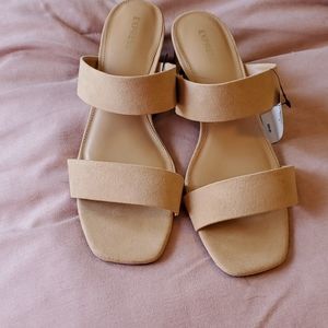 Womens Express Double Band Block Heel Sandals